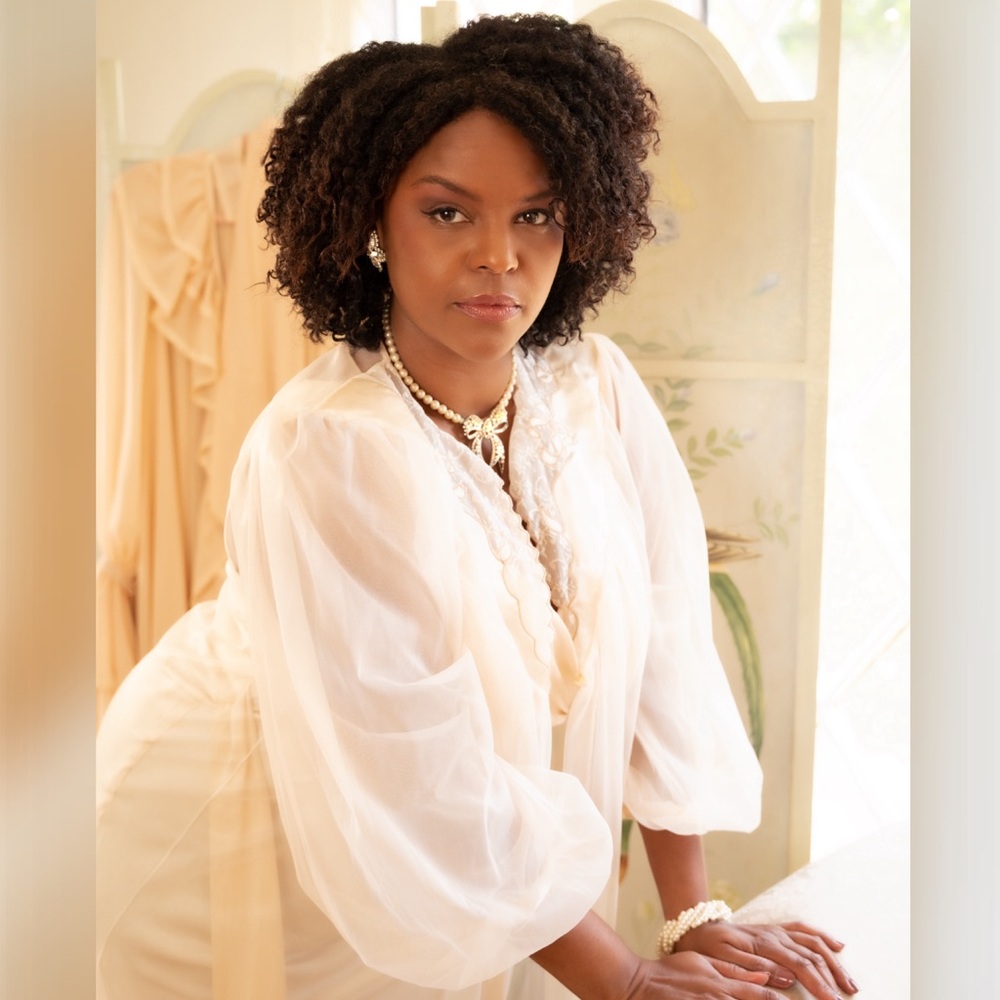 Vintage Sheer Chiffon Dressing Robe- Editorial Styled- Bridal Balletcore Muse
